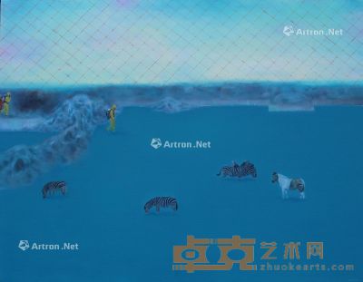石金玲 2015年作 人工湖里的斑马 布面油画 140×110cm