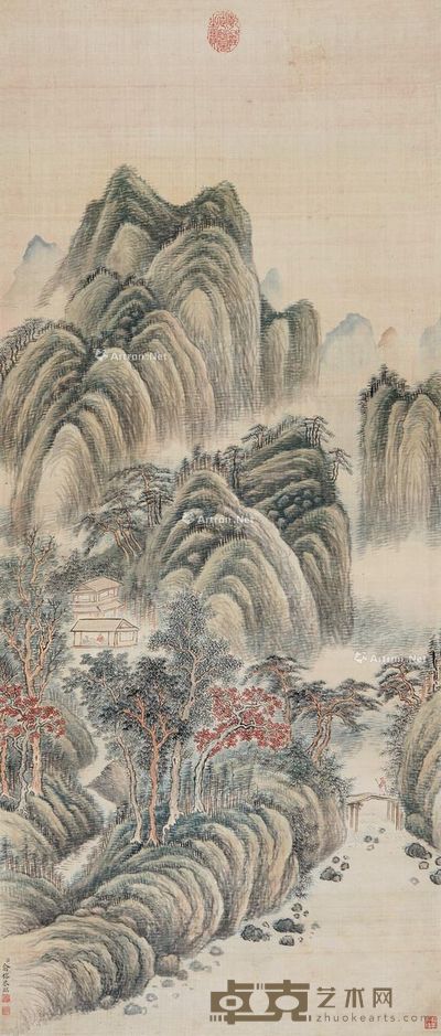 俞榕 溪山访友 107.5×46cm