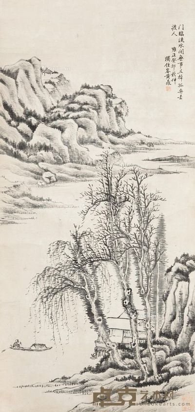 黄鼎 孤舟春渡 80×38cm
