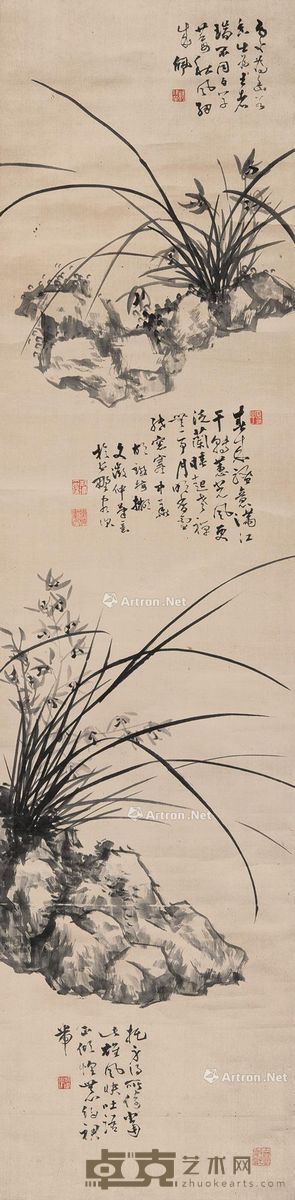 胡璋 兰石图 139.5×33.5cm