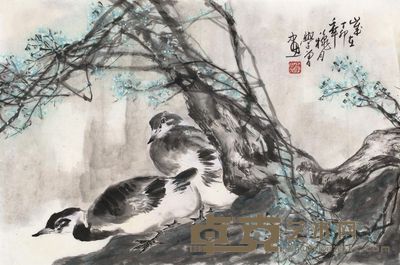 阎学曾 双栖图 43×66cm