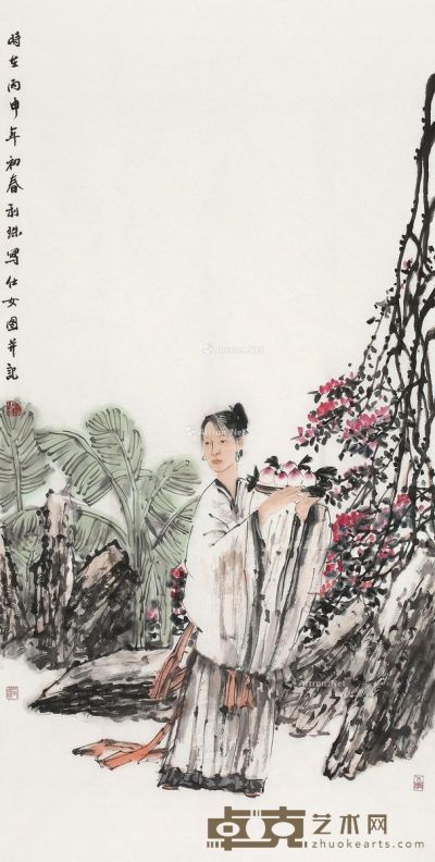 贾利珠 仕女图 136×68cm
