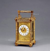 1880年作 铜鎏金带问皮套钟