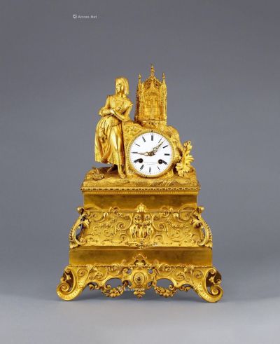 1860年左右作 铜鎏金女士喷泉钟