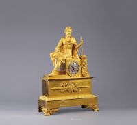 1860年左右作 铜鎏金雕塑武士钟