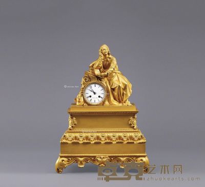1830年左右作 铜鎏金男士台钟 高66cm；宽48cm