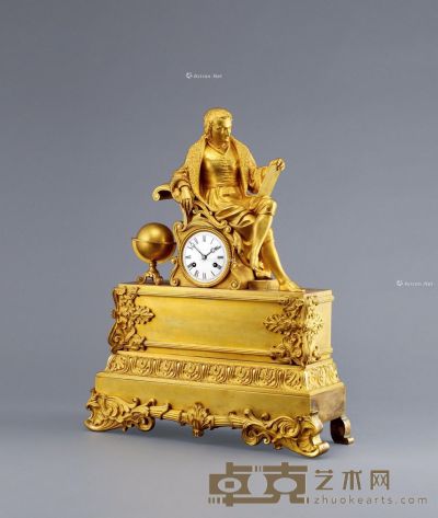 1860年左右作 铜鎏金男士钟 高58cm；宽46cm