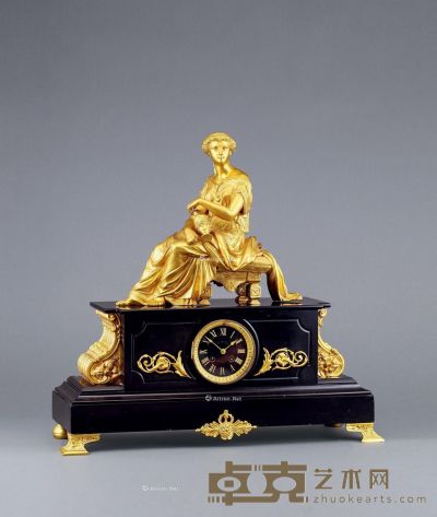1860年左右作 黑理石女士铜鎏金钟 型号高58cm；宽64cm