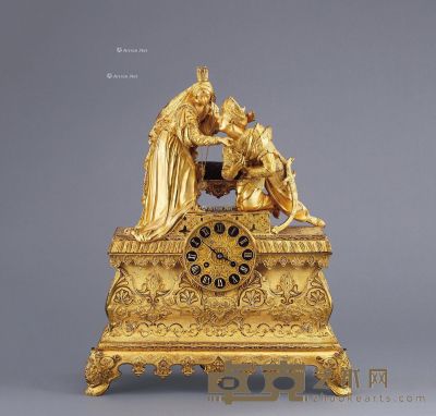 1830年左右作 铜鎏金雕人物钟 高46cm；宽38cm