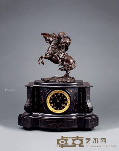 1860年左右作 黑理石拿破仑雕塑钟 高52cm；宽45cm