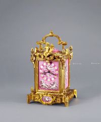 1880年左右作 画珐琅粉瓷小台钟