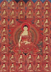 18世纪 第七世达赖喇嘛加持开光三十五佛唐卡