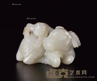 清中期 白玉童子牧牛 长5cm