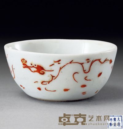 清雍正 红彩描金龙纹寿字杯 直径6.7cm
