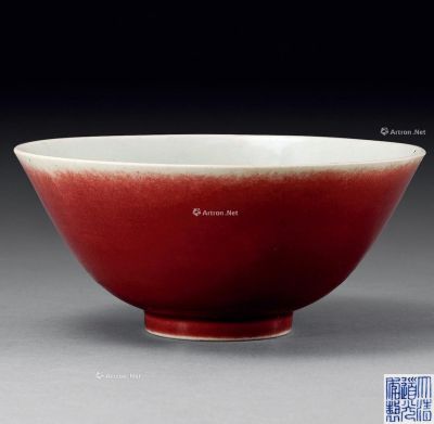 清道光 霁红釉碗