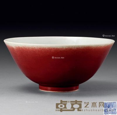 清道光 霁红釉碗 直径15.2cm