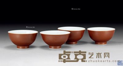 清道光 酱釉碗 （四件） 直径11.5cm