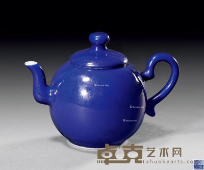 清乾隆 霁蓝釉壶 长17cm