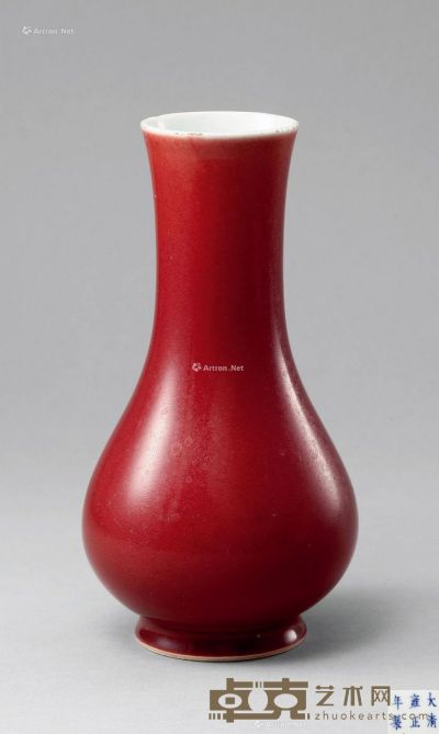 清雍正 霁红釉撇口瓶 高23cm