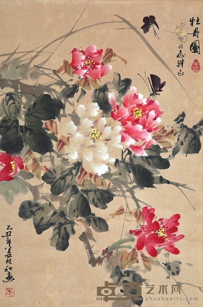 姜林和　牡丹图 68×45cm