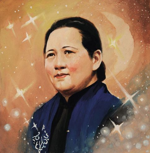水粉宋庆龄像 水墨纸本