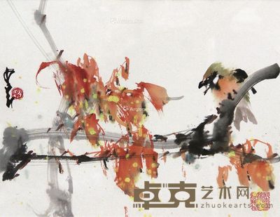 赵少昂 花鸟 32×39cm