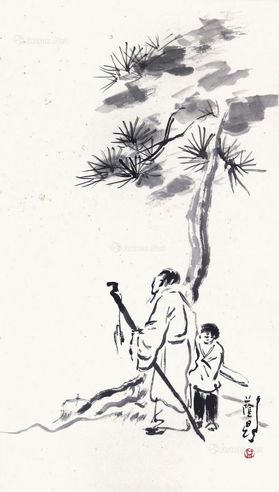 蓝荫鼎 策杖携琴