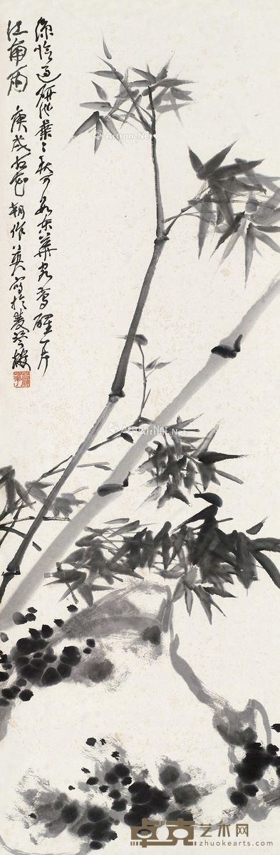 蒲华 竹石 133×44cm