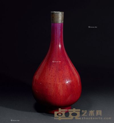 清 郎窑红胆瓶 高52cm；口径6.5cm