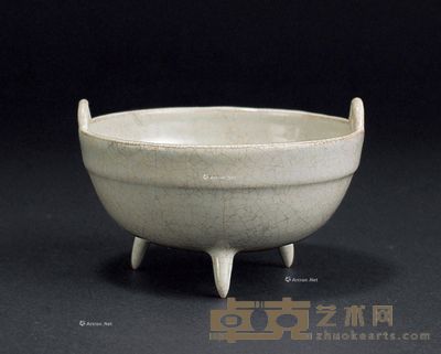 白釉三足双耳定窑炉 高6cm;口径10cm