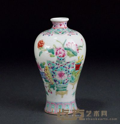 粉彩梅瓶 高15cm