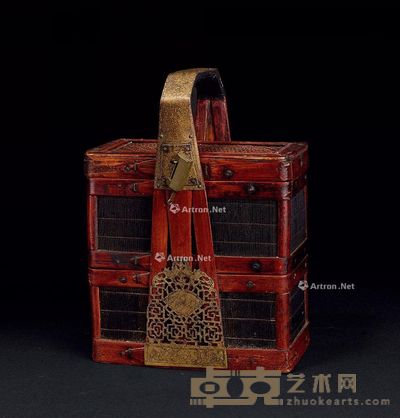 清 精编蛛丝包铜提篮 长22cm;高21.5cm
