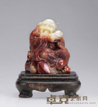 清 寿山石财神坐像 高10cm