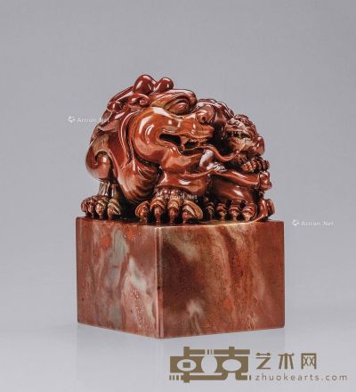 寿山石狮子印章 高9cm