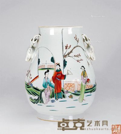 清 红楼梦故事鹿头尊 高38cm