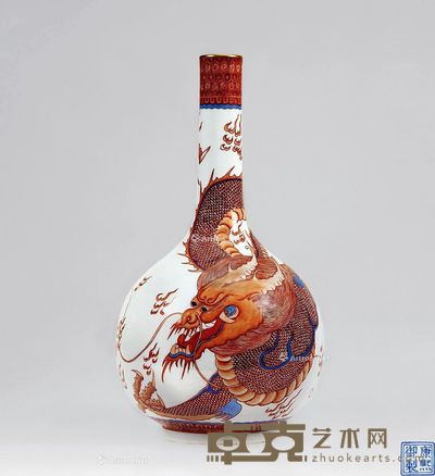 80年代 龙纹胆瓶 高34cm