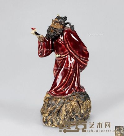 石湾红釉“引福归堂”原作 高12cm