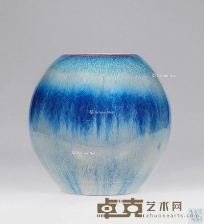 90年代 羽毛花釉旦形瓶 高22cm