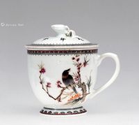 50年代 粉彩花鸟茶杯