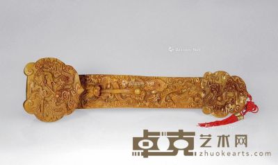 60年代 寿山石雕龙纹如意 长78cm