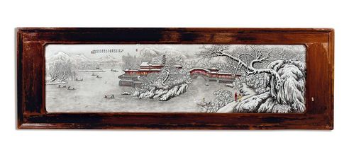 80年代 雪景瓷板