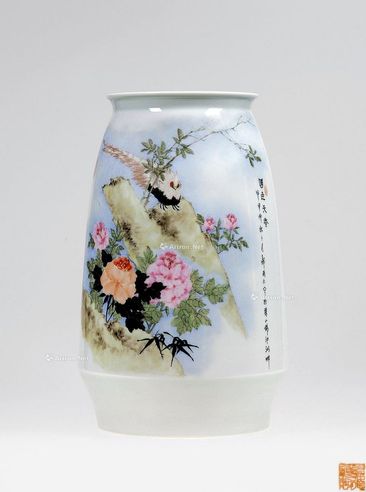 90年代 粉彩花鸟瓶