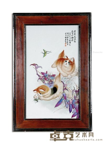 80年代 春猫图瓷板 宽31cm;高54cm
