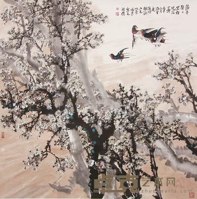 郑开国《燕来梨花开》 124×124cm