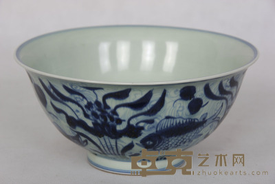 明  青花鱼藻纹碗 21×9.5cm