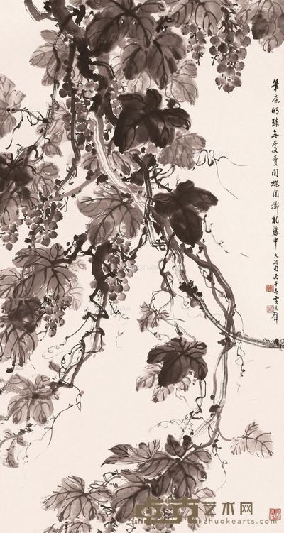黄君璧 题墨葡萄 175×93.5cm