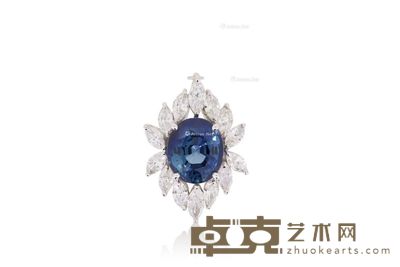 8.64克拉天然蓝宝石配钻石吊坠 --