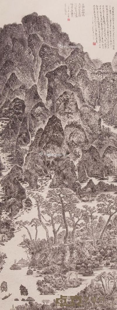 于彭 仿王蒙山水 174×67.5cm