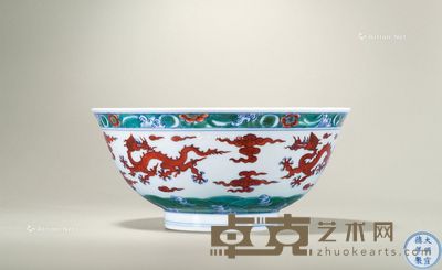 清康熙 斗彩海水云龙纹碗 直径19.2cm