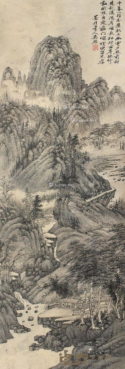 吴历 拟巨然山水 111×60cm